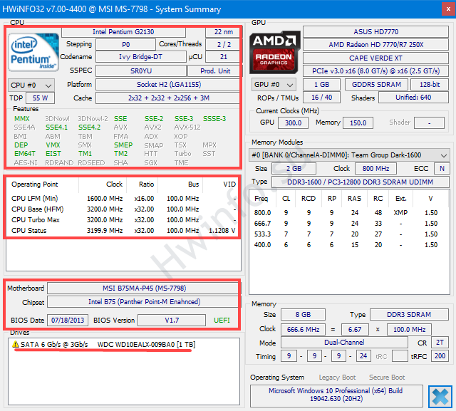 处理器和主板信息